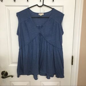 Dusty blue ruffle blouse
